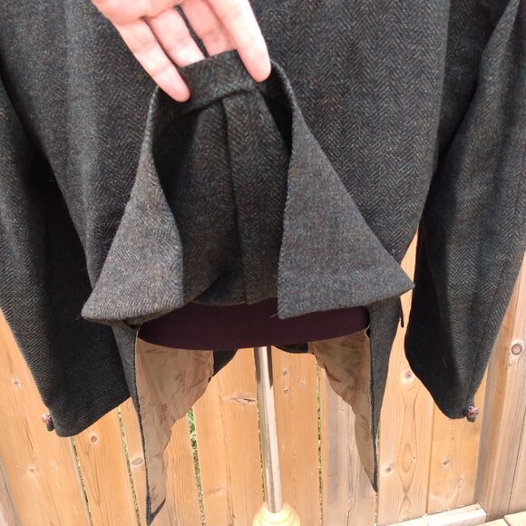 Vintage Equestrian Jacket Tweed Green Wool Double Vent 44.5" Chest - Picture 7 of 13